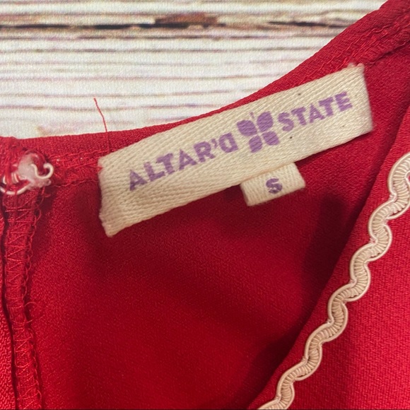 Altar’d State Red A-Line Ivory Striped Dress Sz S - Picture 7 of 14